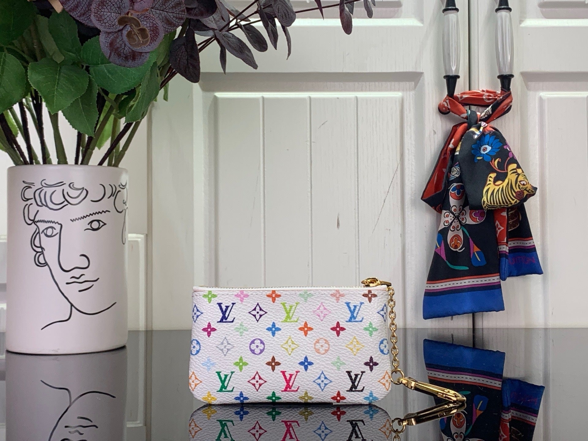 MULTICOLOR MONOGRAM MINI ZIP POUCH