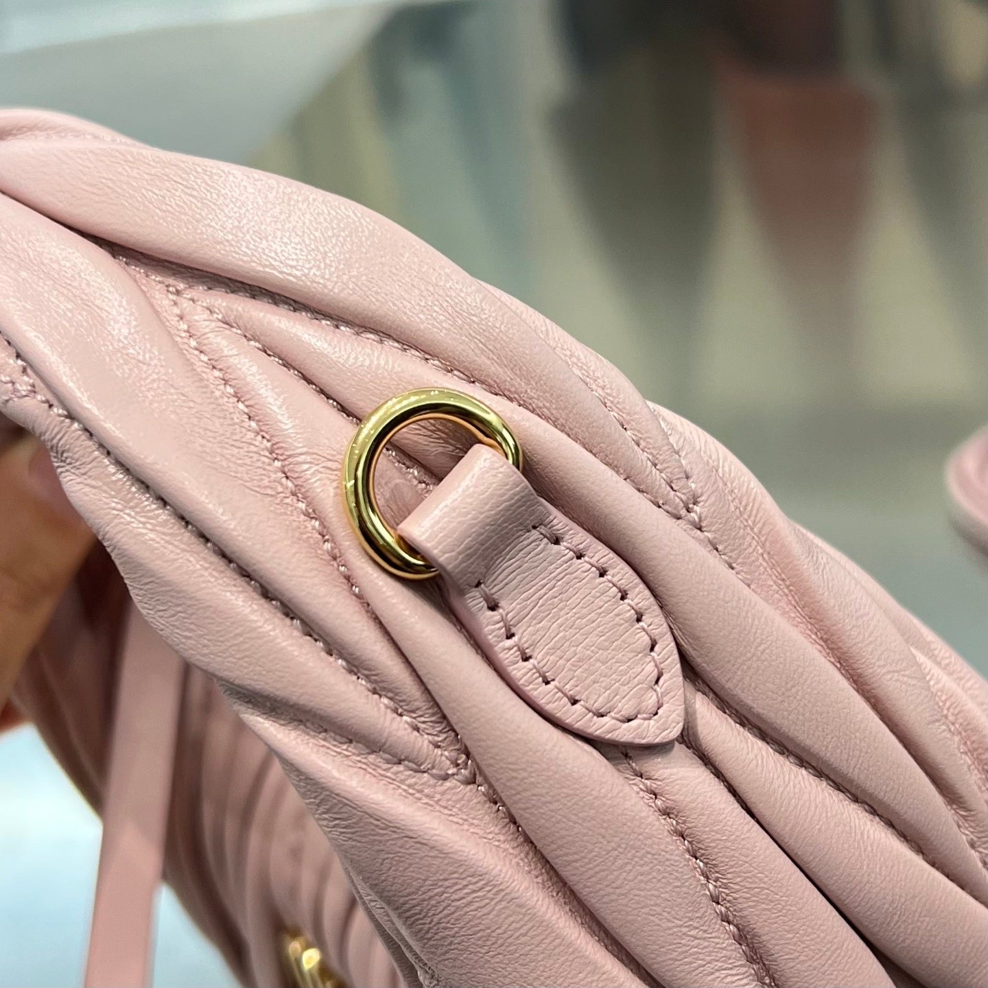 BLUSH PINK MATELASSÉ MINI HOBO BAG