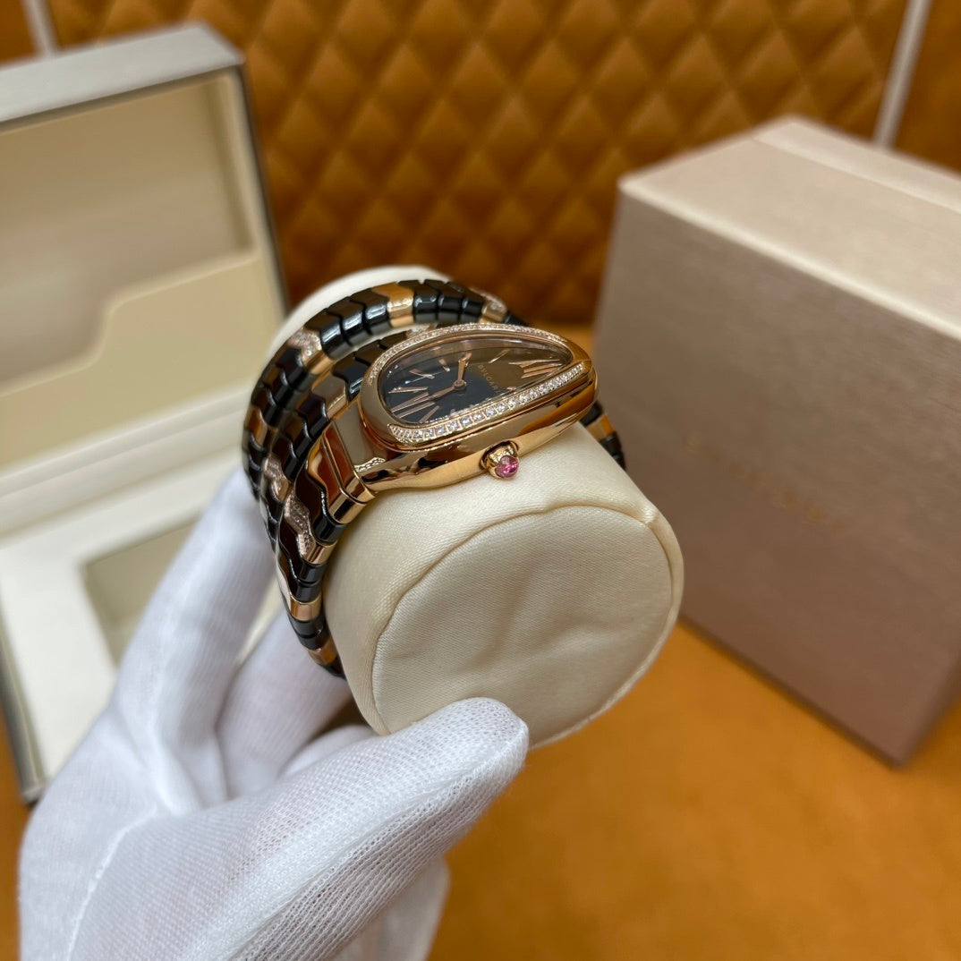 LUXURY SERPENT WATCH – GOLD & BLACK EDITION