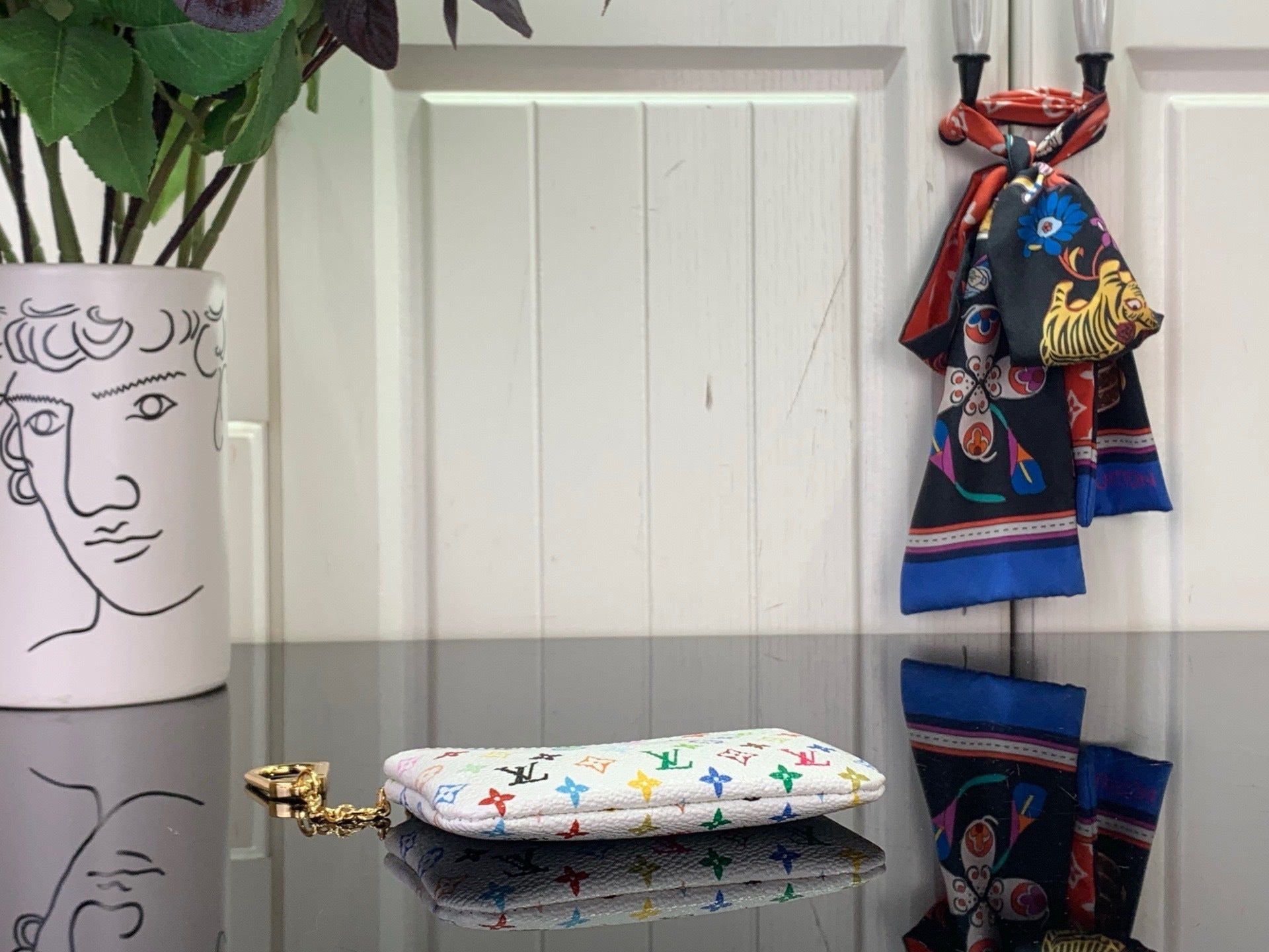 MULTICOLOR MONOGRAM MINI ZIP POUCH