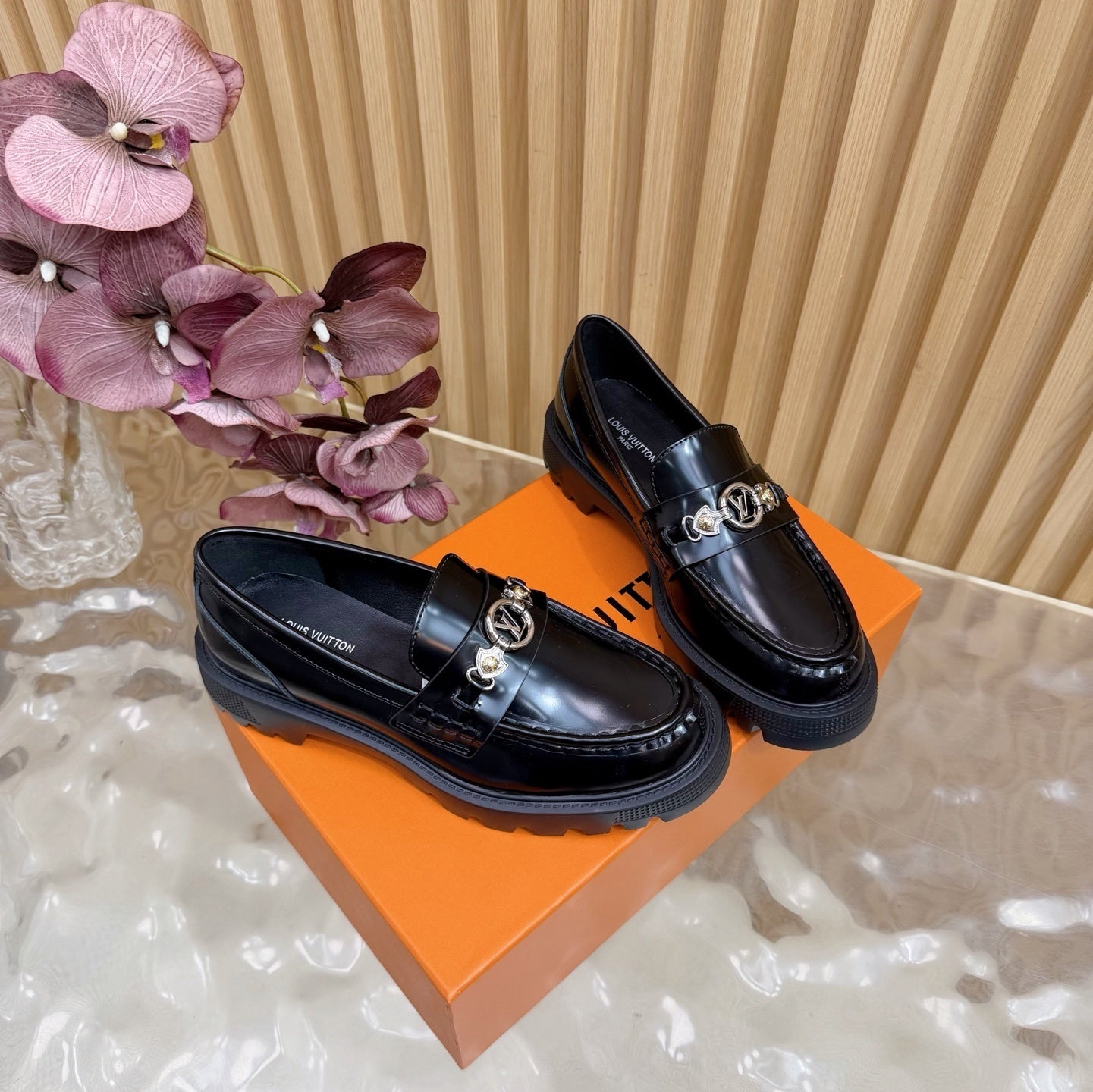BLACK CHUNKY SOLE DESIGNER LOAFERS