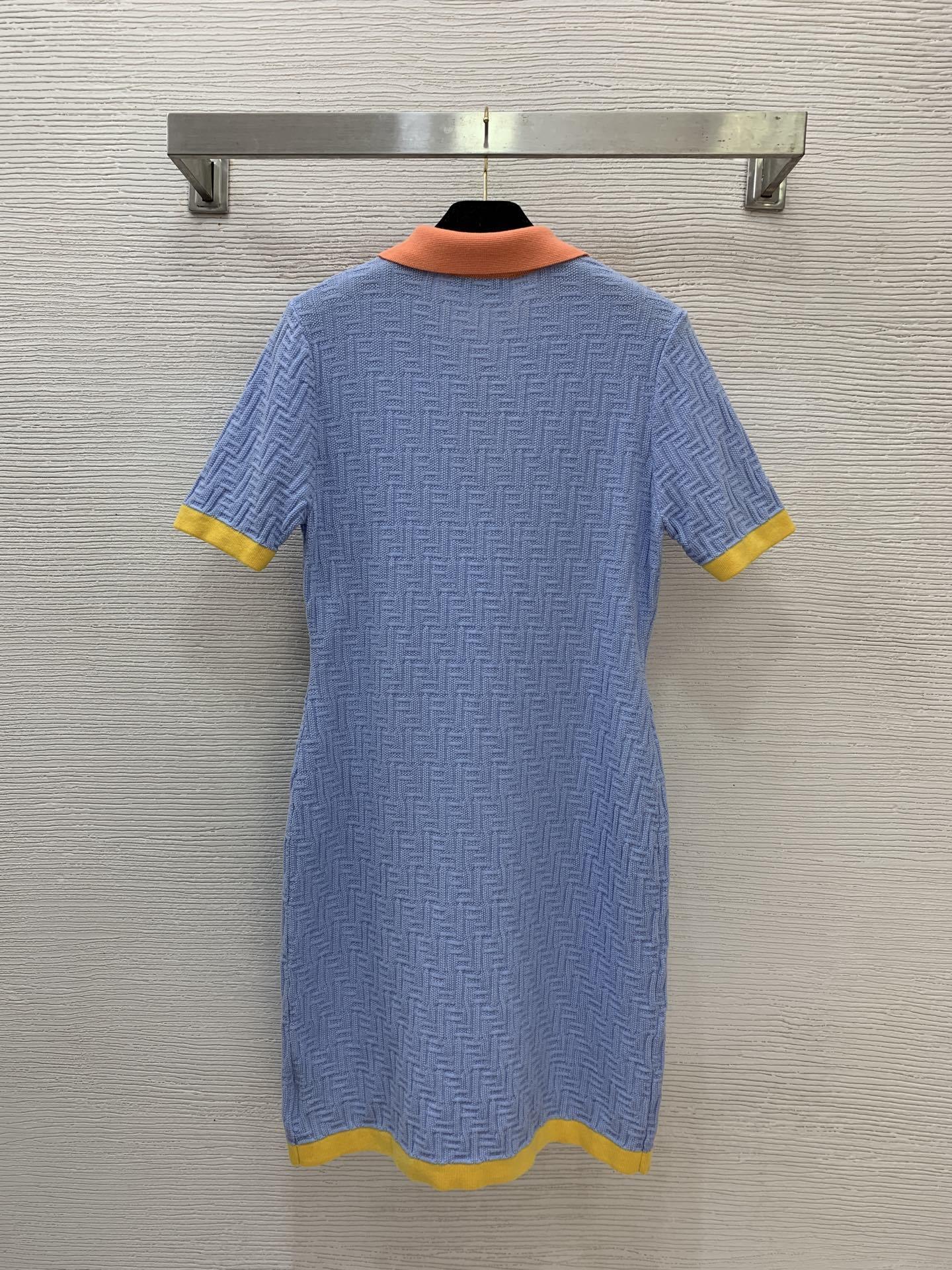 COLOR-BLOCK KNIT POLO DRESS