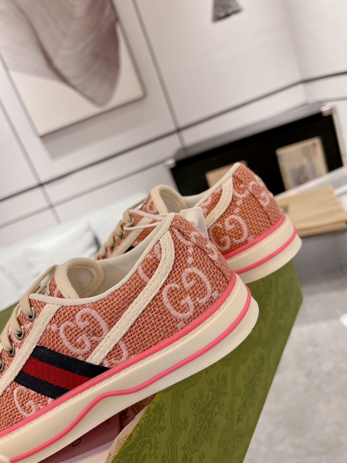 PINK MONOGRAM LOW-TOP SNEAKERS