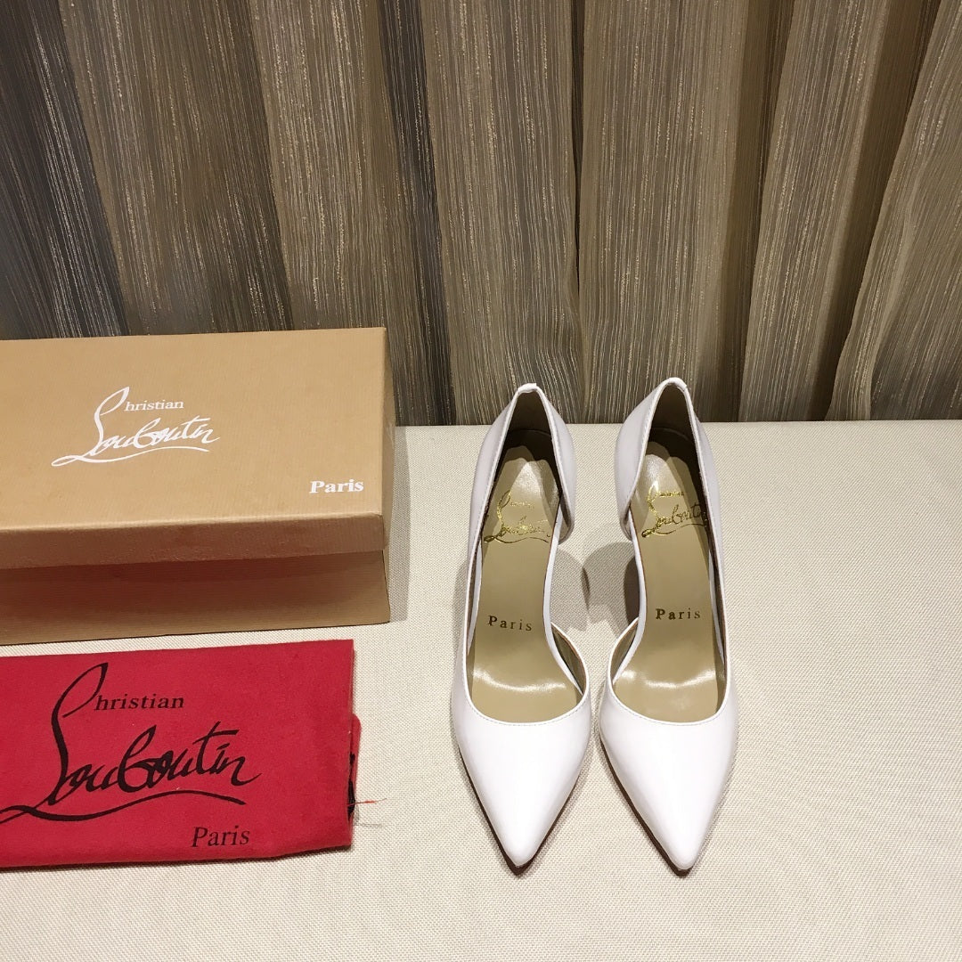 CLASSIC WHITE RED SOLE POINTED TOE PUMPS
