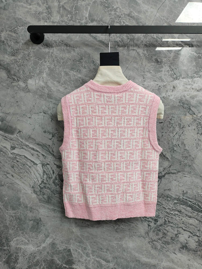 PINK MONOGRAM KNIT SLEEVELESS TOP
