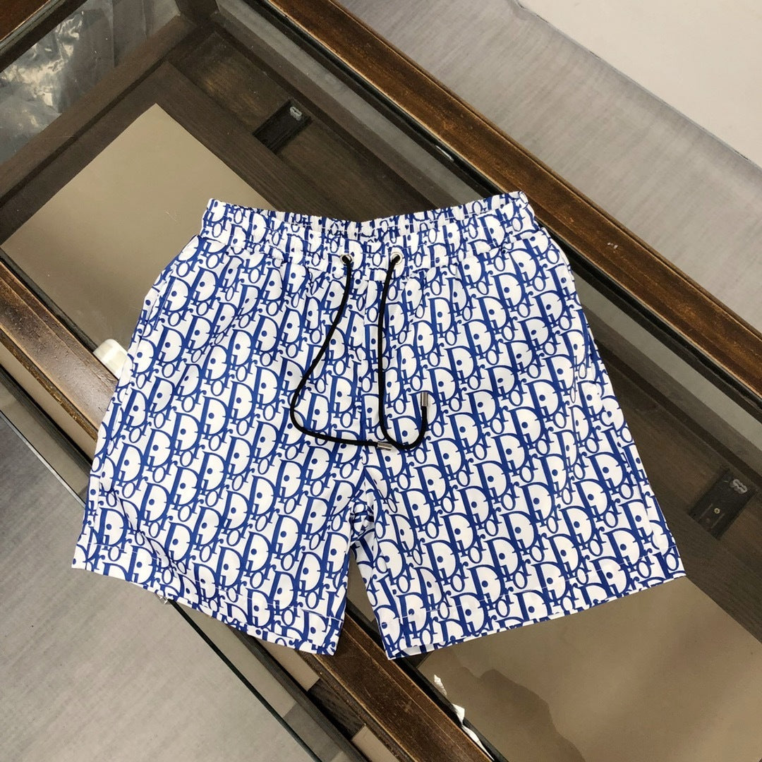 MONOGRAM SWIM SHORTS – WHITE & BLUE