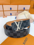 CHECKERED LEATHER BELT – SILVER BUCKLE STYLE