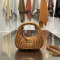 CAMEL MATELASSÉ MINI HOBO SHOULDER BAG