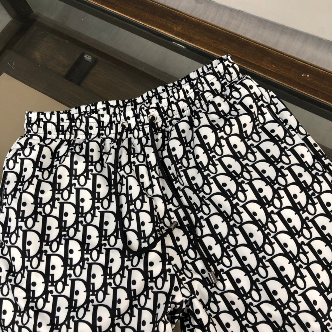 MONOGRAM SWIM SHORTS – BLACK & WHITE
