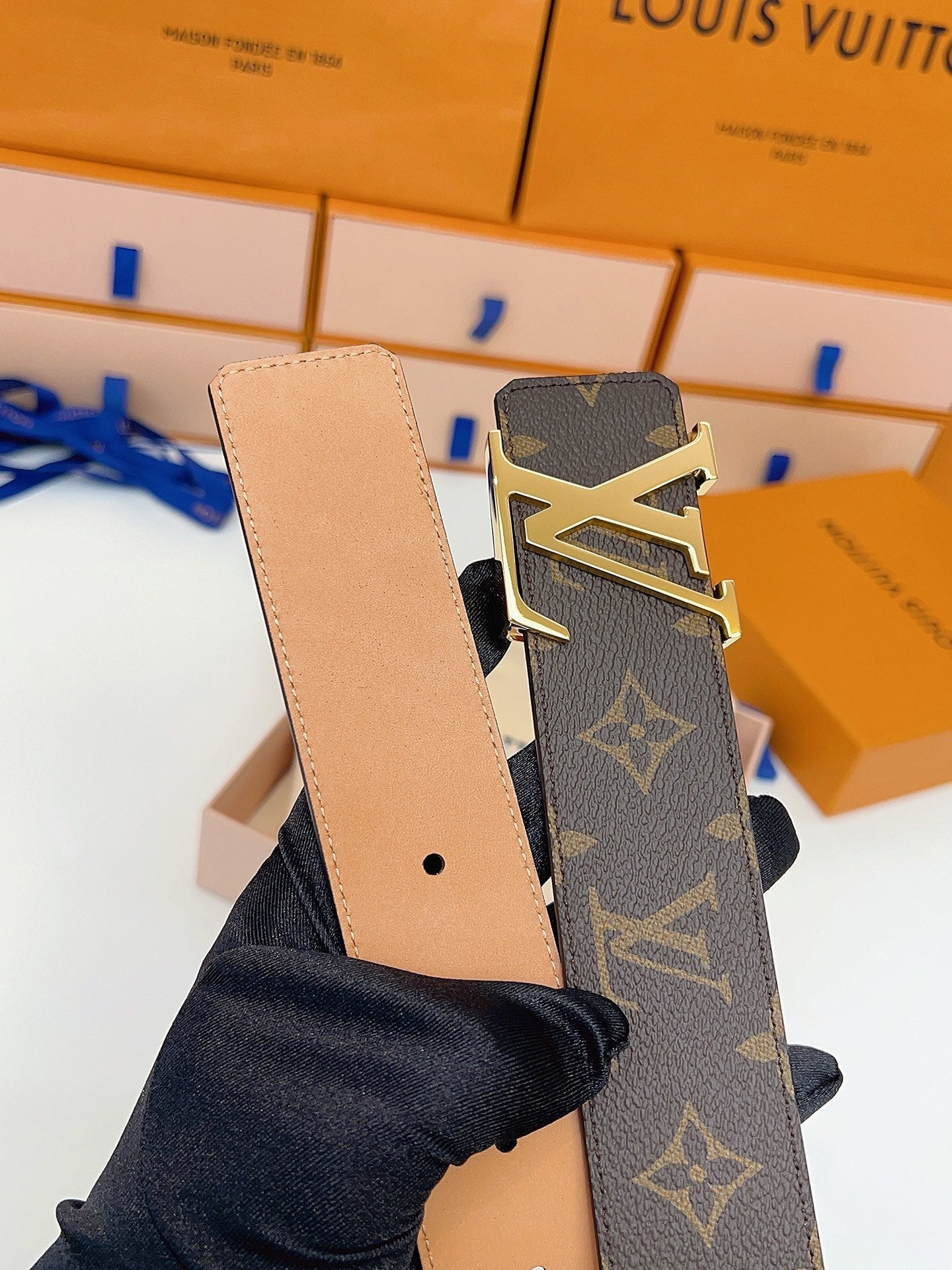 CLASSIC MONOGRAM BELT – GOLD BUCKLE EDITION