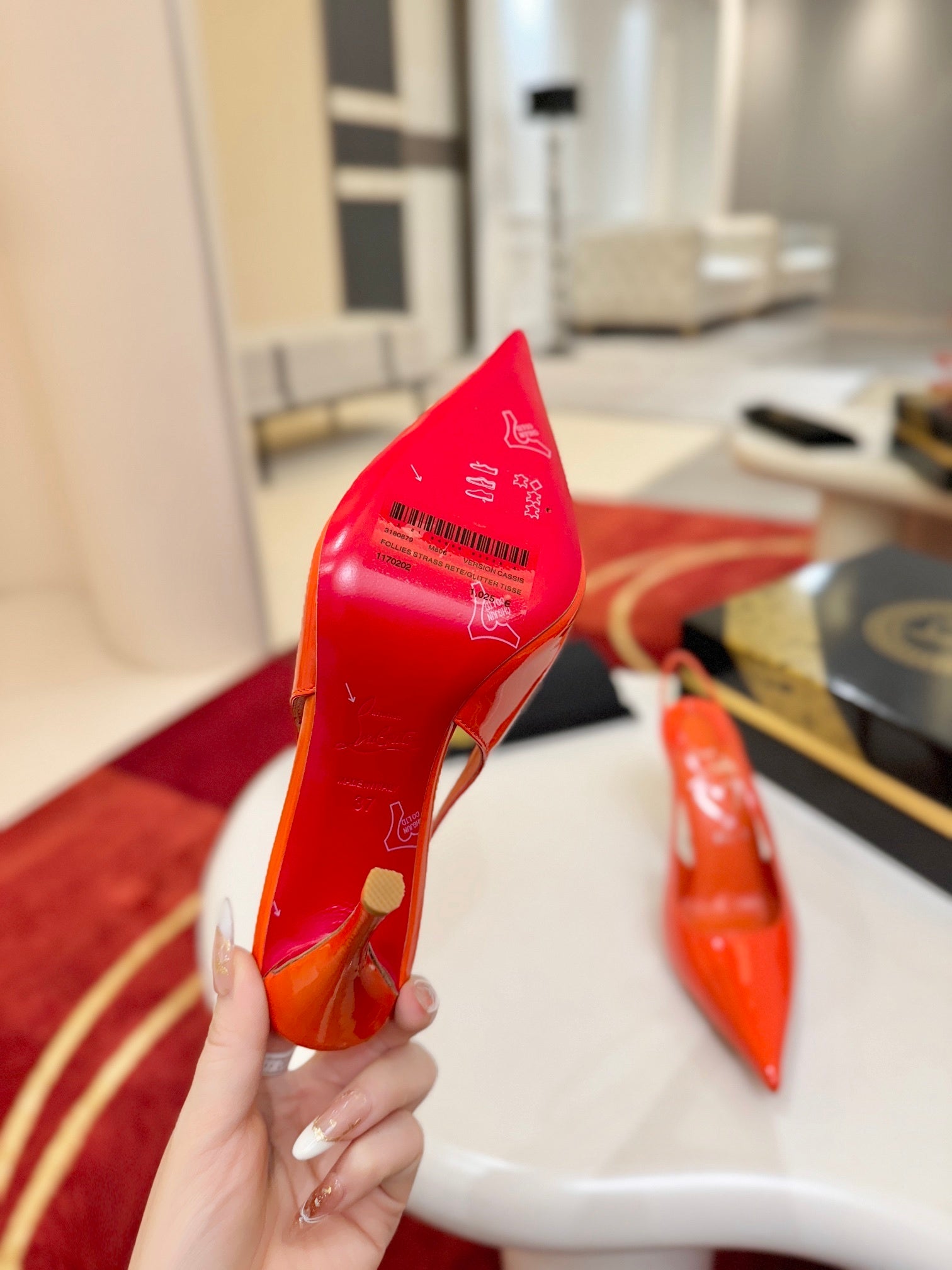 ORANGE PATENT SLINGBACK HEELS