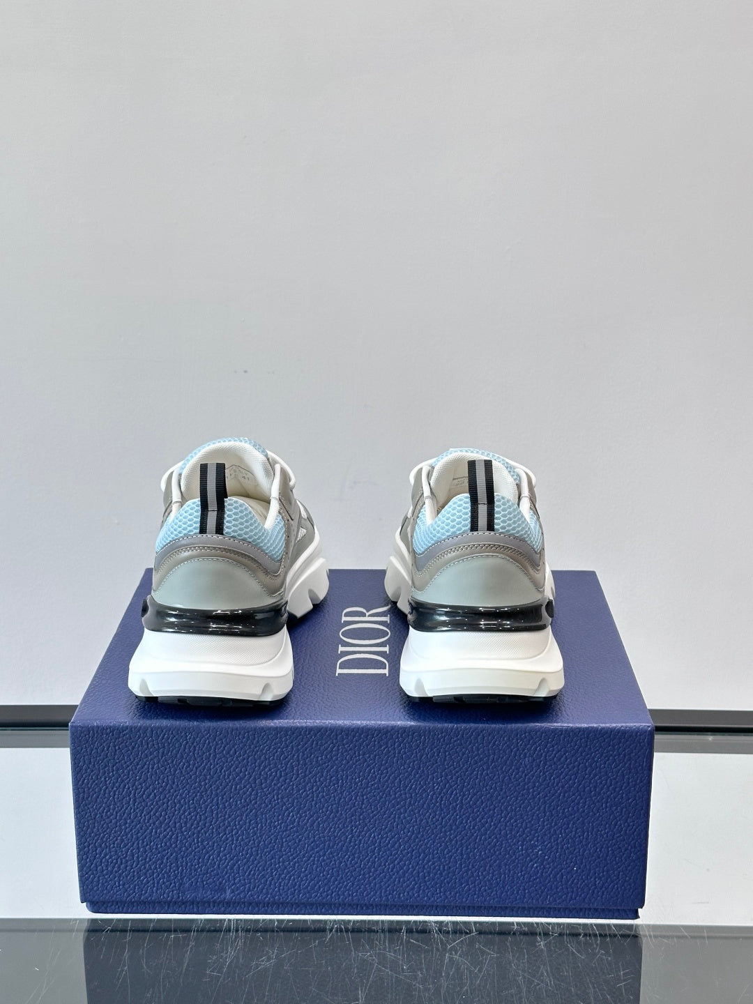 WHITE, GREY & ICE BLUE DESIGNER RUNNER SNEAKERS