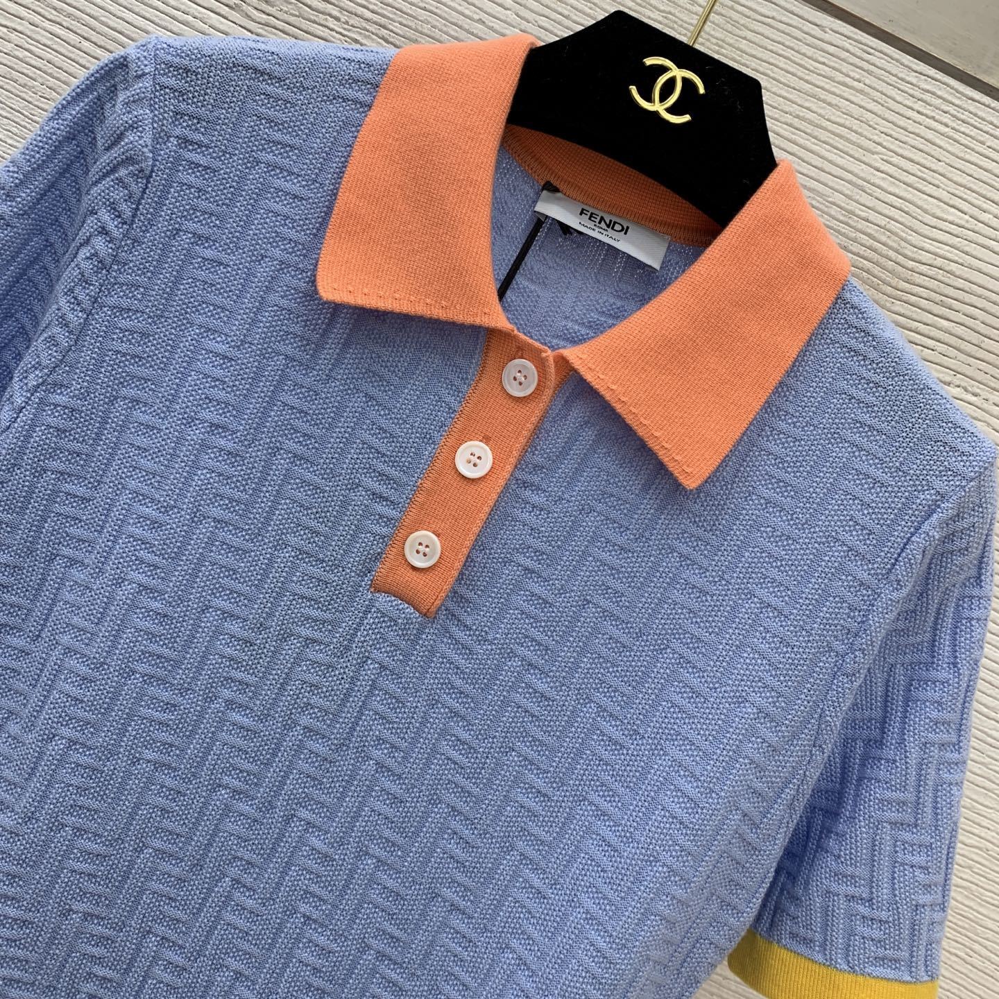 COLOR-BLOCK KNIT POLO DRESS