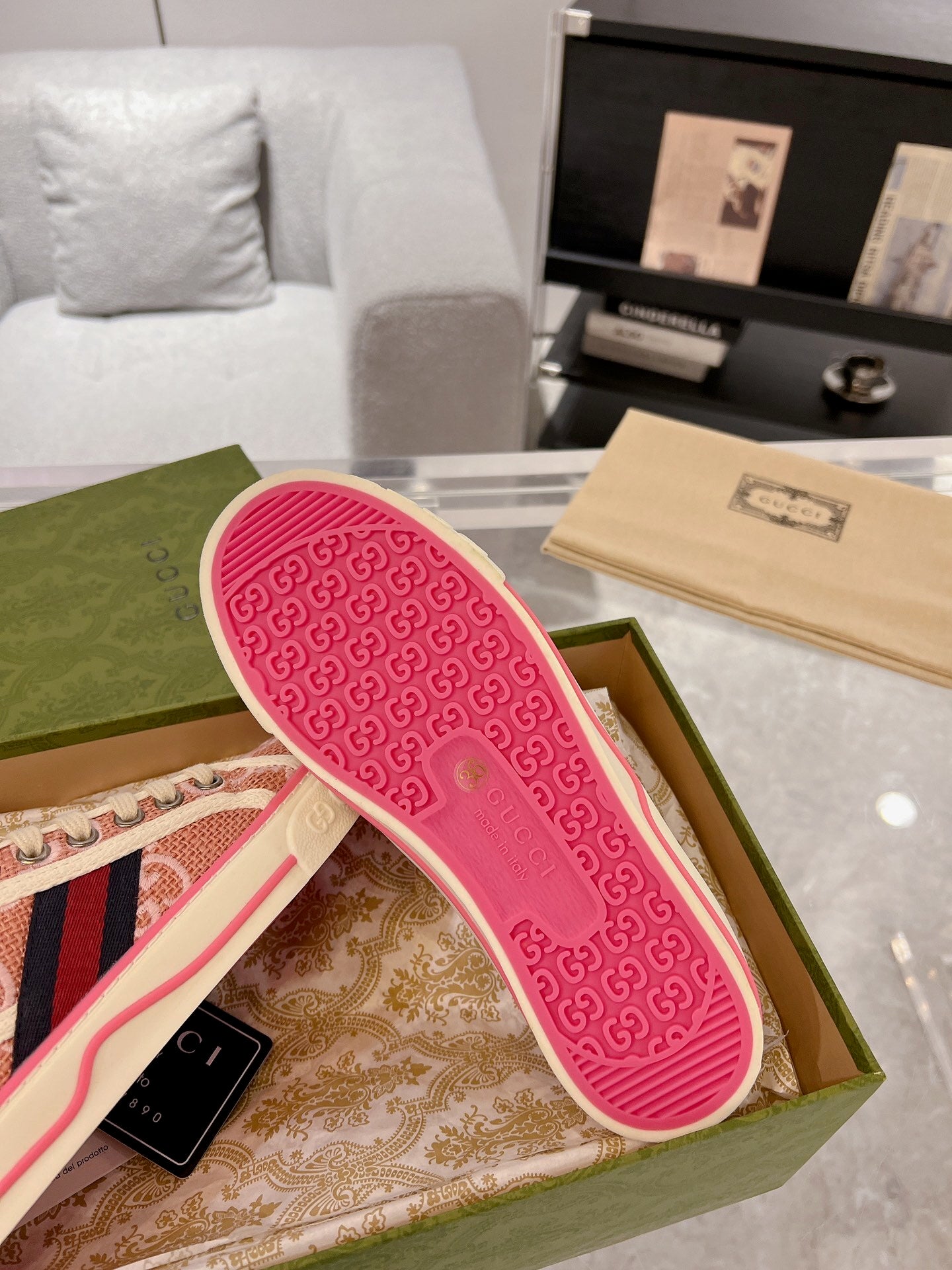 PINK MONOGRAM LOW-TOP SNEAKERS