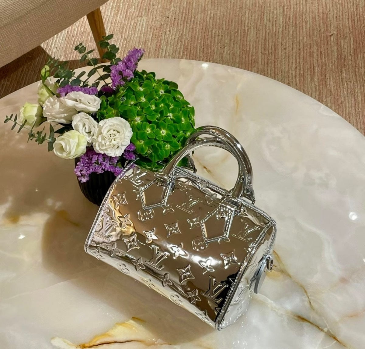 MINI METALLIC TOP HANDLE BAG