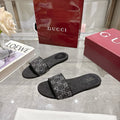 BLACK EMBELLISHED SLIDE SANDALS
