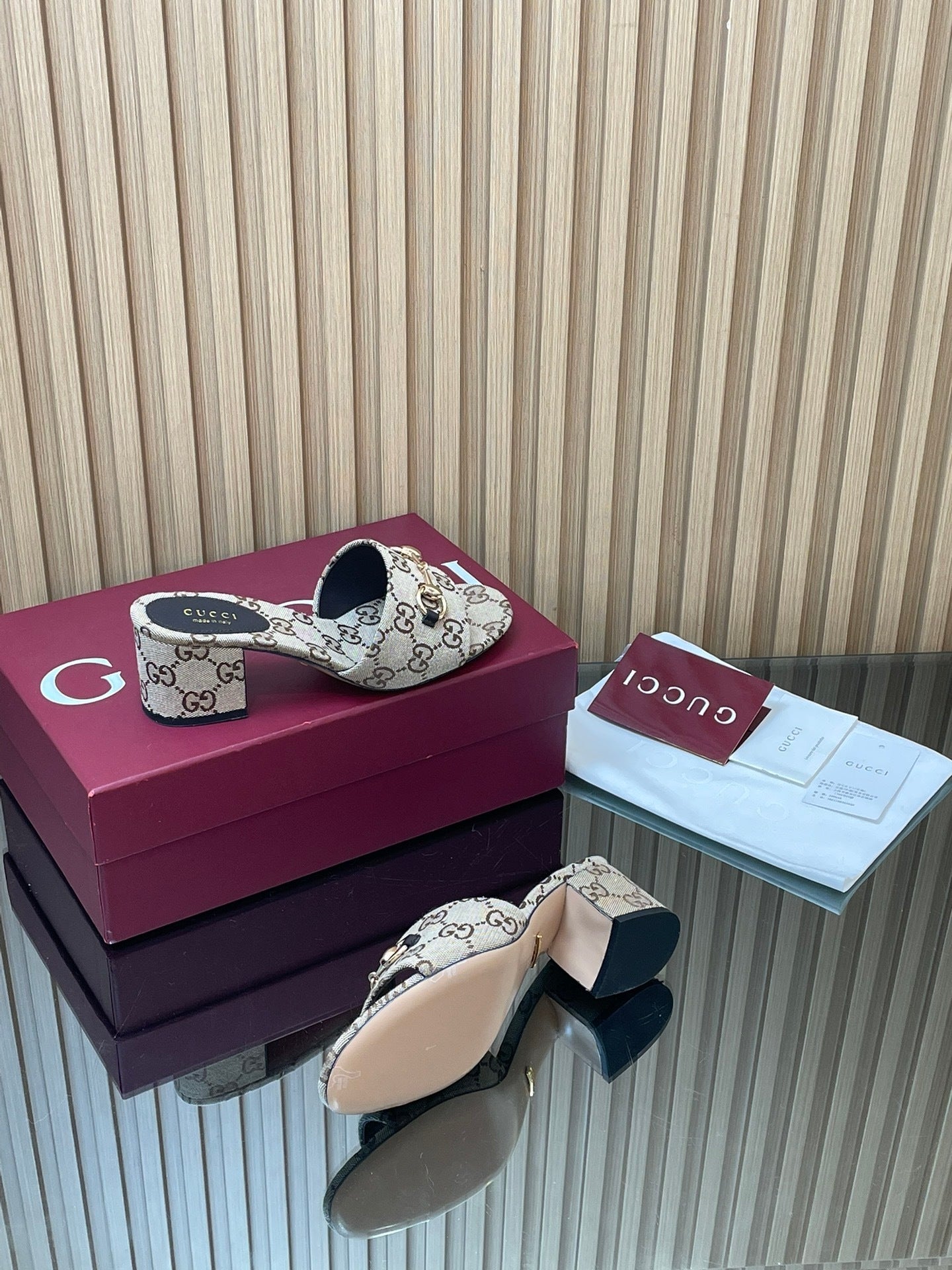 MONOGRAM CANVAS HORSEBIT LOW HEEL MULES