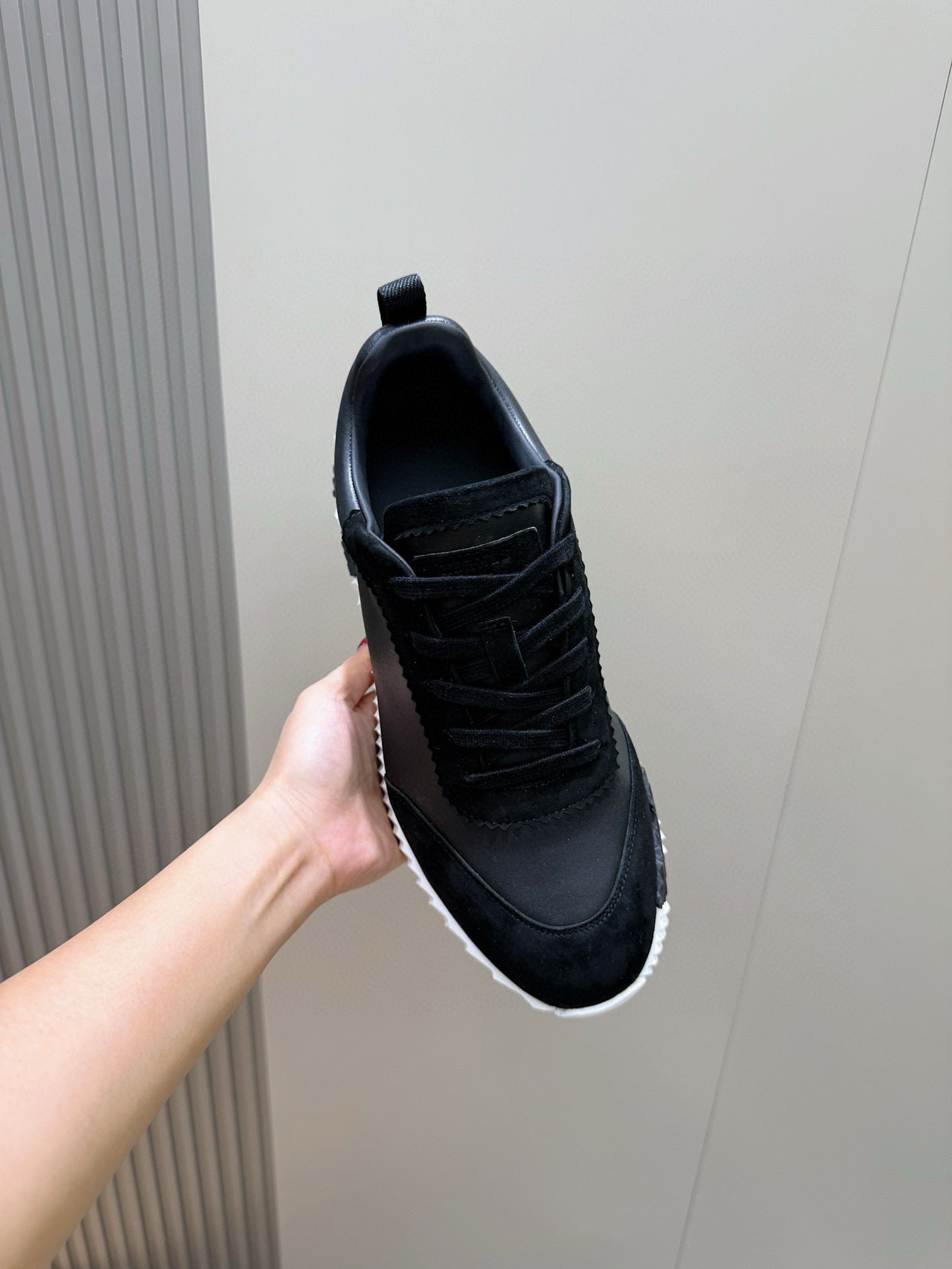 LUXURY BLACK LEATHER & SUEDE DESIGNER SNEAKERS