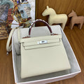 LUXURY CREAM LEATHER TOP HANDLE SHOULDER BAG
