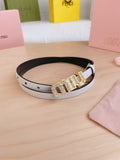 WHITE LEATHER BELT WITH CRYSTAL LETTER BUCKLE
