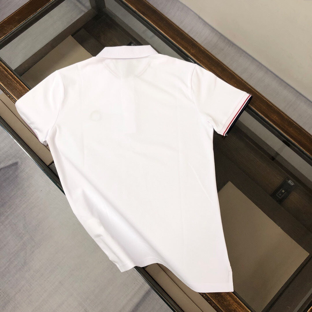 CLASSIC WHITE STRIPE TRIM LOGO POLO SHIRT