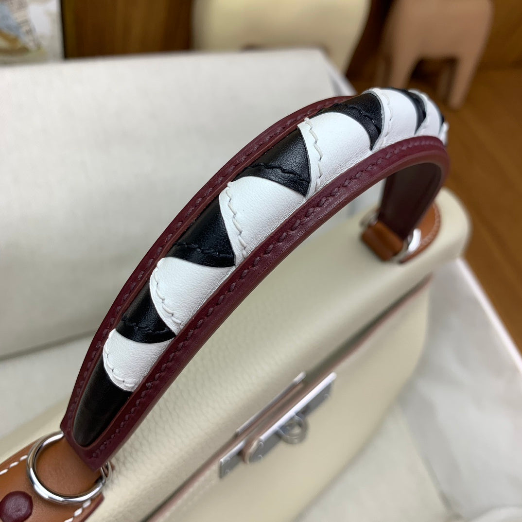 LUXURY CREAM LEATHER TOP HANDLE SHOULDER BAG