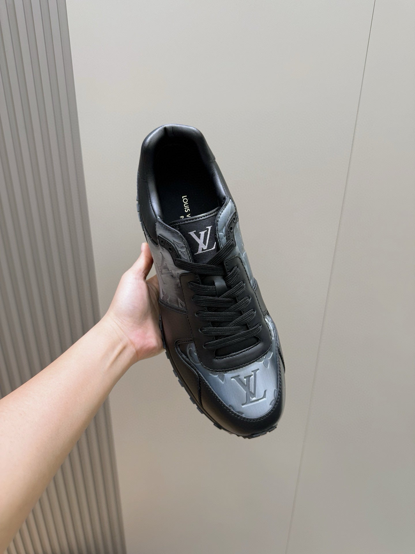 BLACK MONOGRAM PANEL SNEAKERS