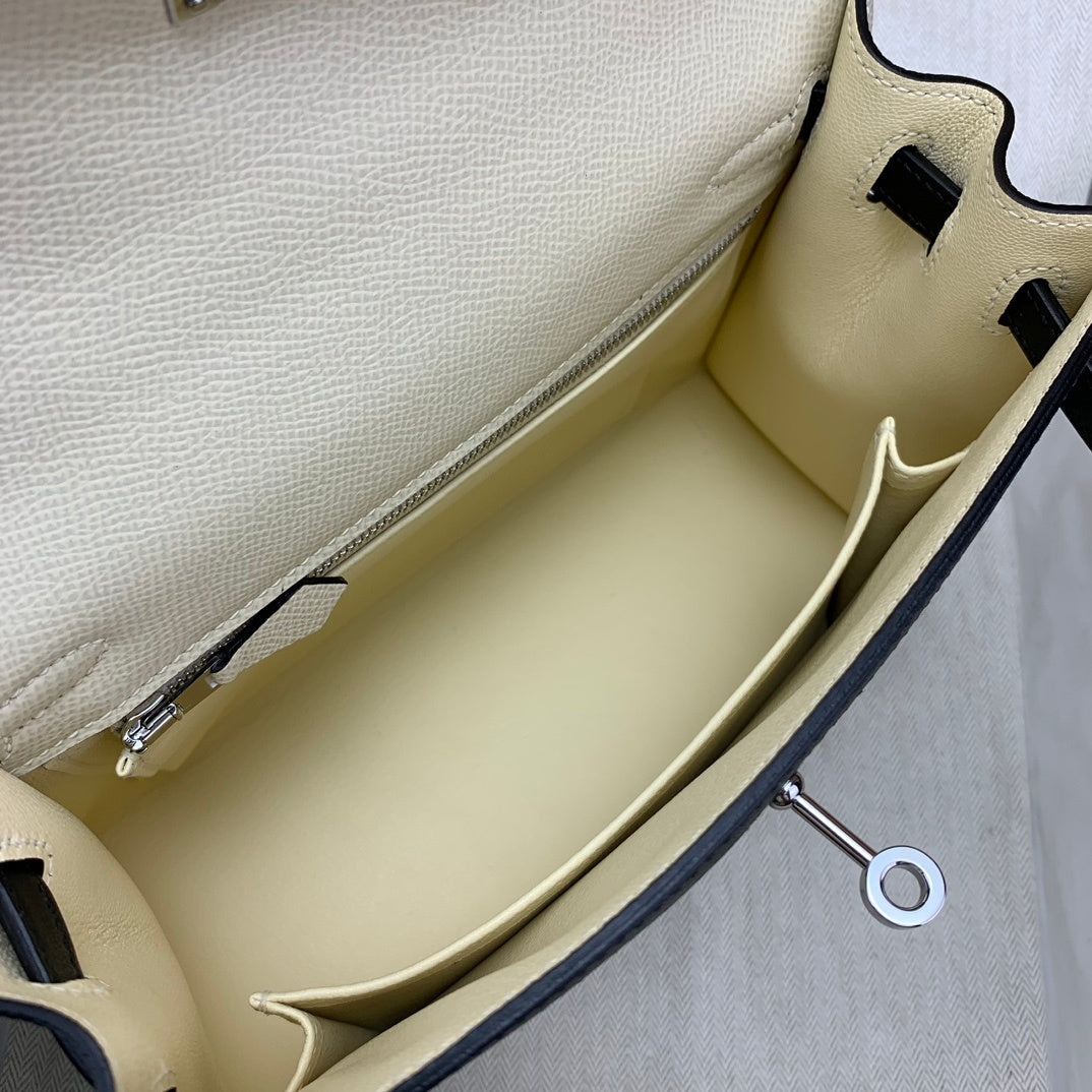 LUXURY BLACK & CREAM MINI TOP HANDLE BAG