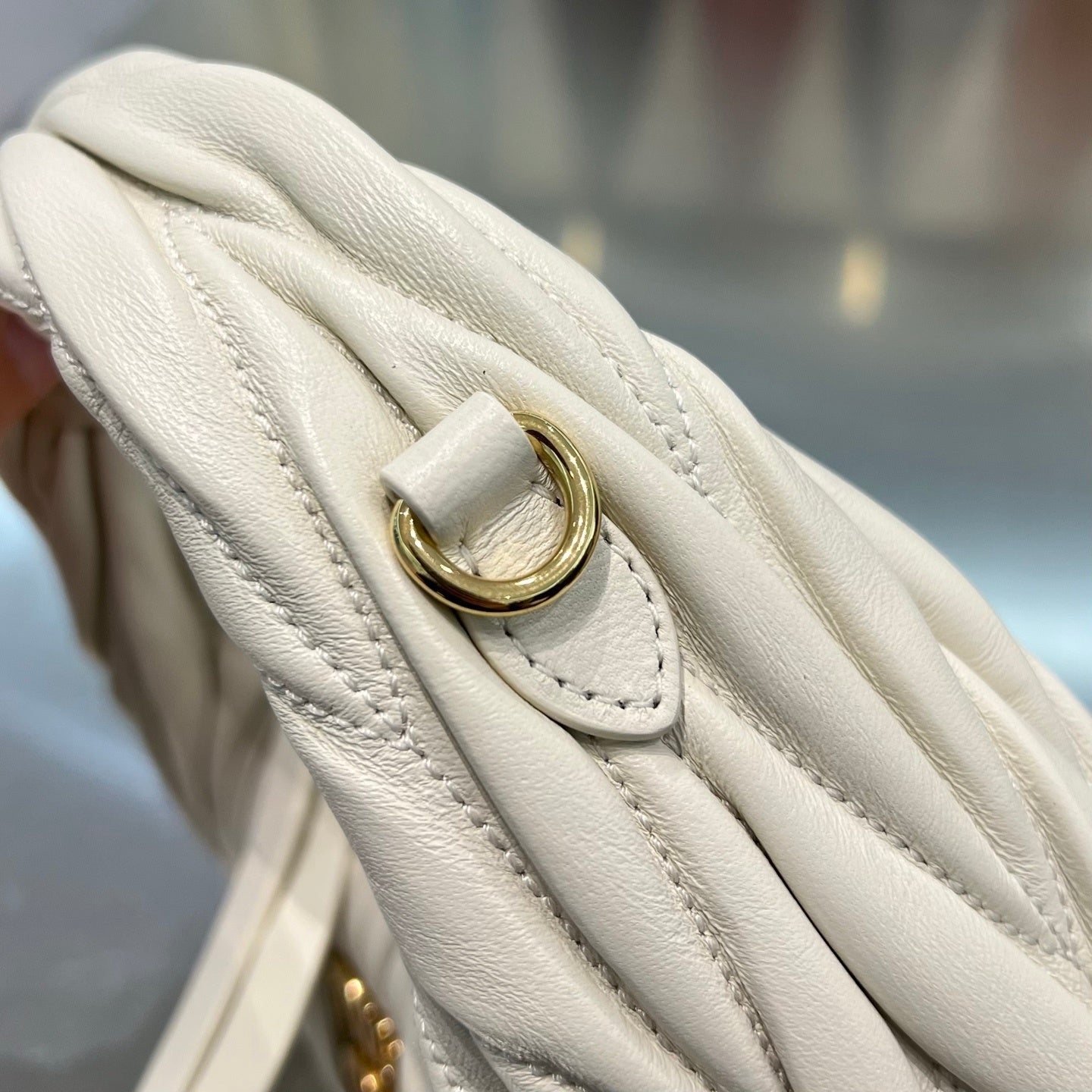 IVORY CREAM MATELASSÉ MINI HOBO BAG