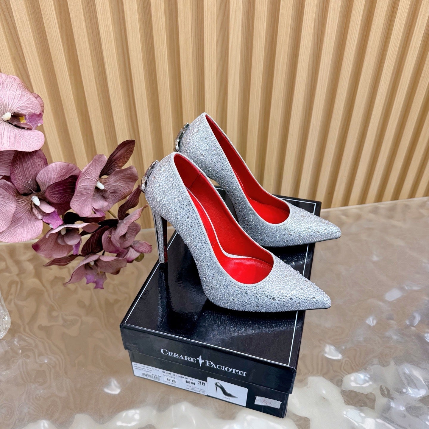 CRYSTAL EMBELLISHED DAGGER HEEL PUMPS – ICY SILVER EDITION