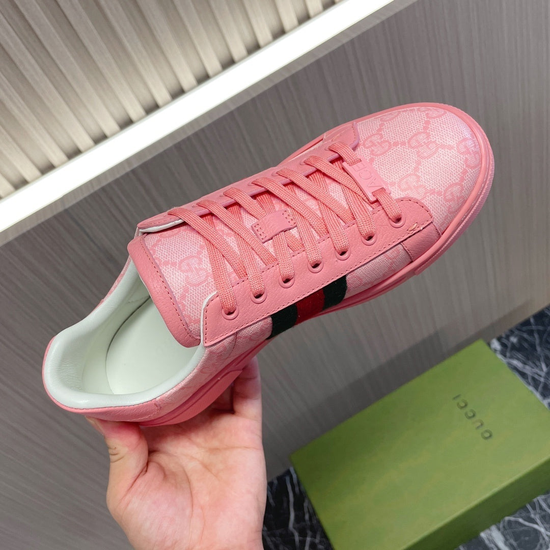 PINK STRIPE LOW-TOP SNEAKERS