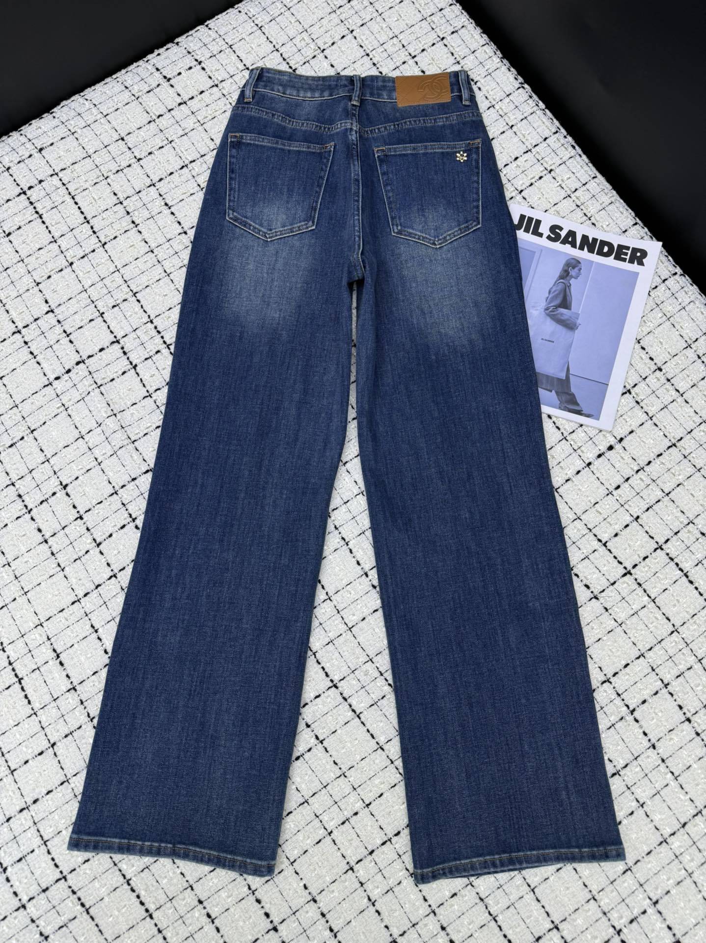 LOGO PRINT WIDE LEG DENIM JEANS