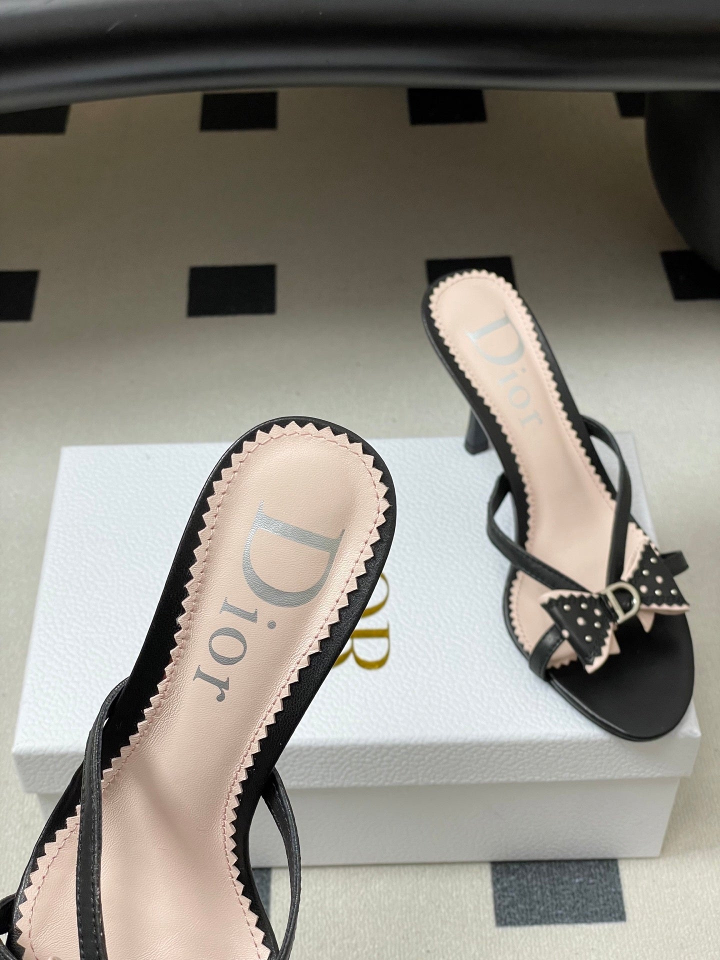 BLACK BOW DETAIL STRAP STILETTO SANDALS