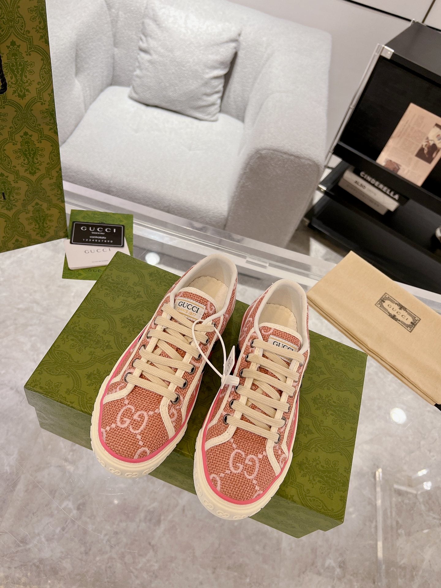 PINK MONOGRAM LOW-TOP SNEAKERS
