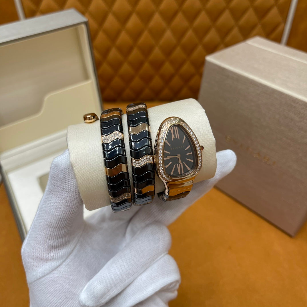 LUXURY SERPENT WATCH – GOLD & BLACK EDITION