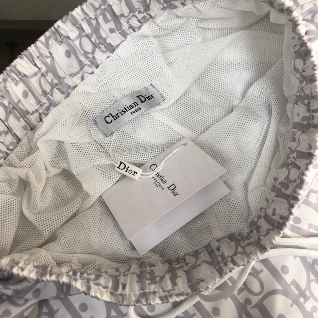 MONOGRAM SWIM SHORTS – LIGHT GREY & WHITE