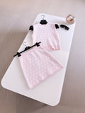 SOFT PINK TEXTURED KNIT SET – TOP & MINI SKIRT