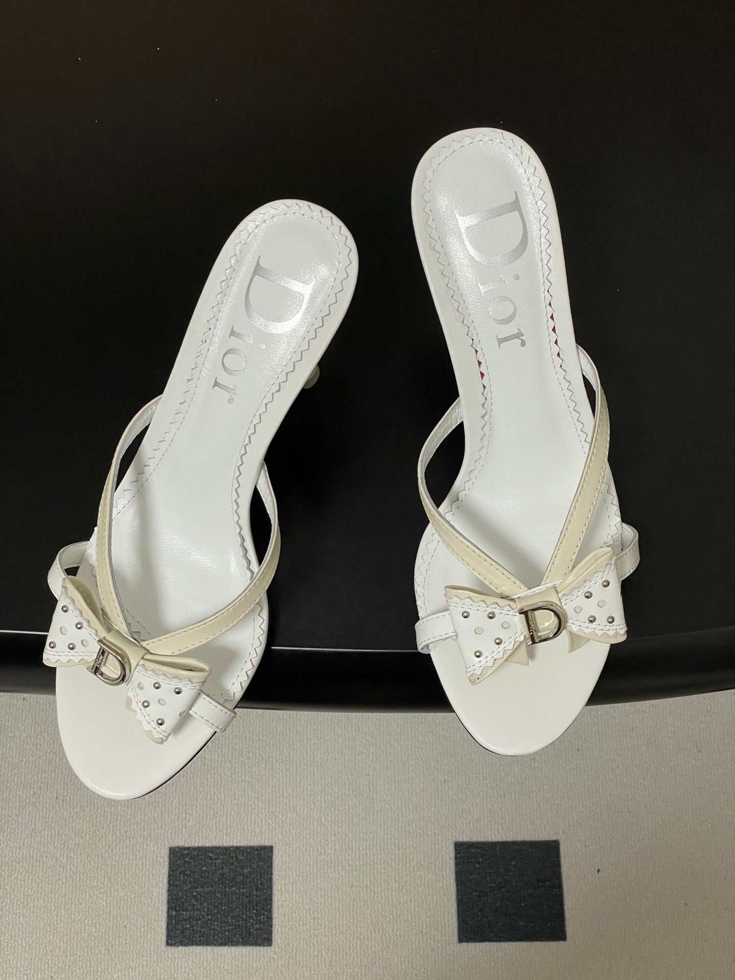 IVORY BOW DETAIL STRAP STILETTO SANDALS
