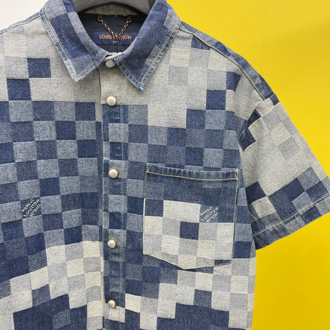 PIXEL CHECK DENIM SET