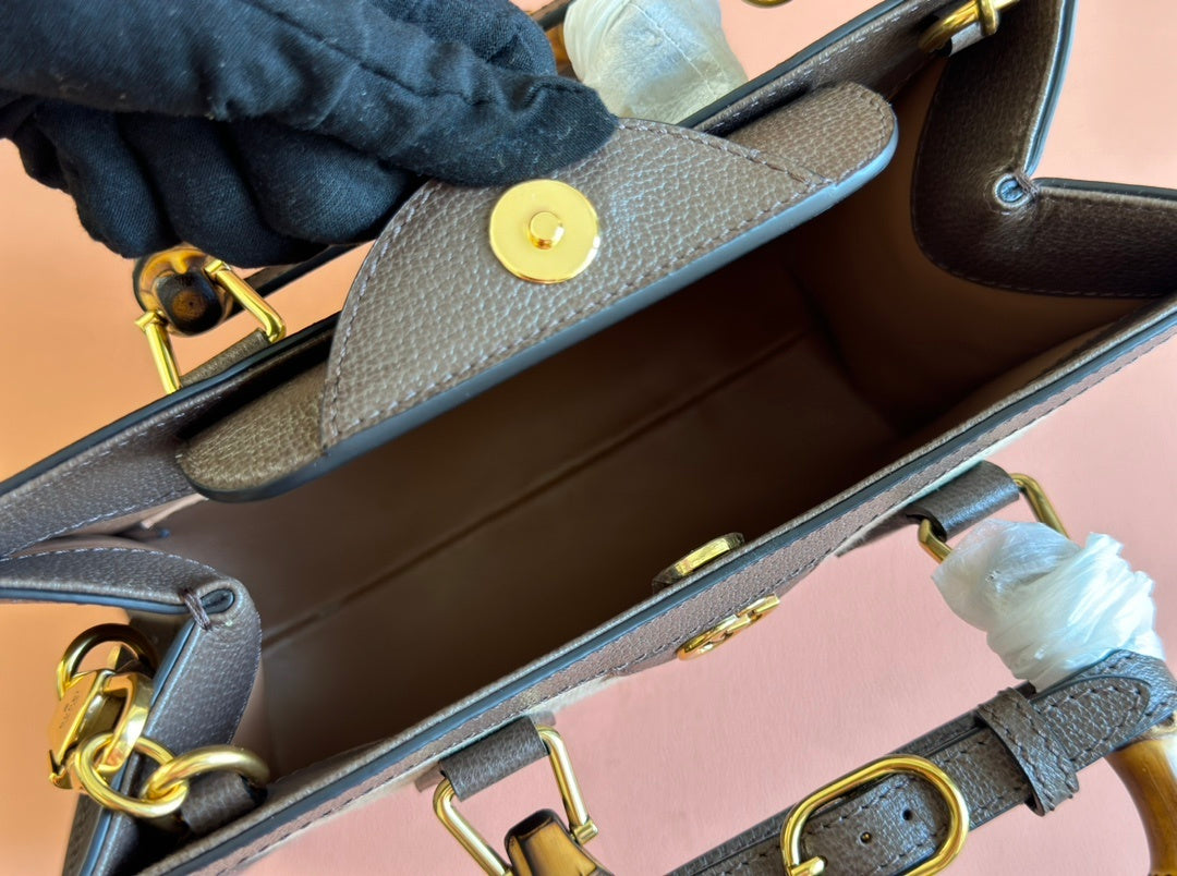 LUXURY BAMBOO HANDLE MONOGRAM MINI TOTE BAG