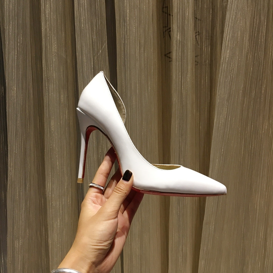 CLASSIC WHITE RED SOLE POINTED TOE PUMPS