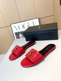 RED PATENT SLIDE SANDALS