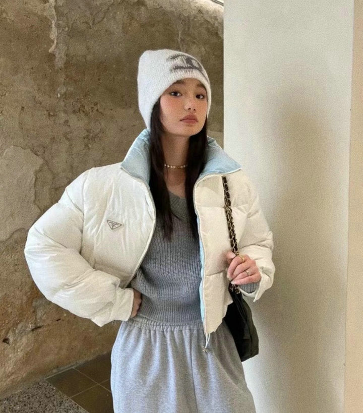 CROPPED STAND COLLAR PUFFER JACKET