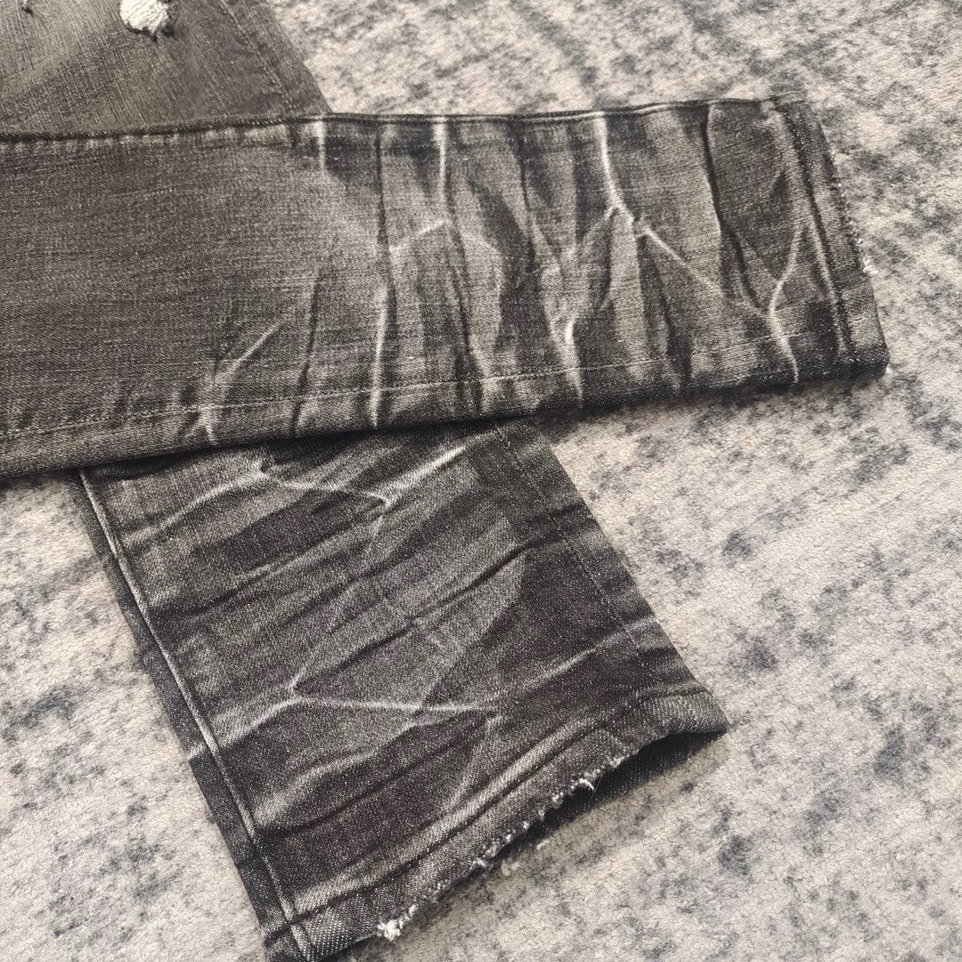 HEAVY DISTRESSED PATCHWORK SKINNY JEANS