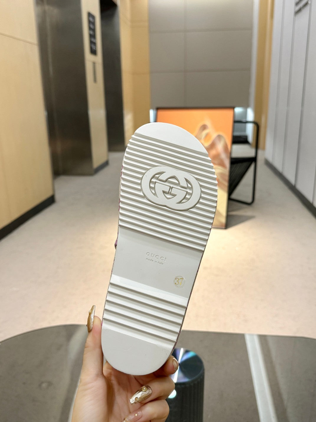 PASTEL MONOGRAM PLATFORM SLIDE SANDALS