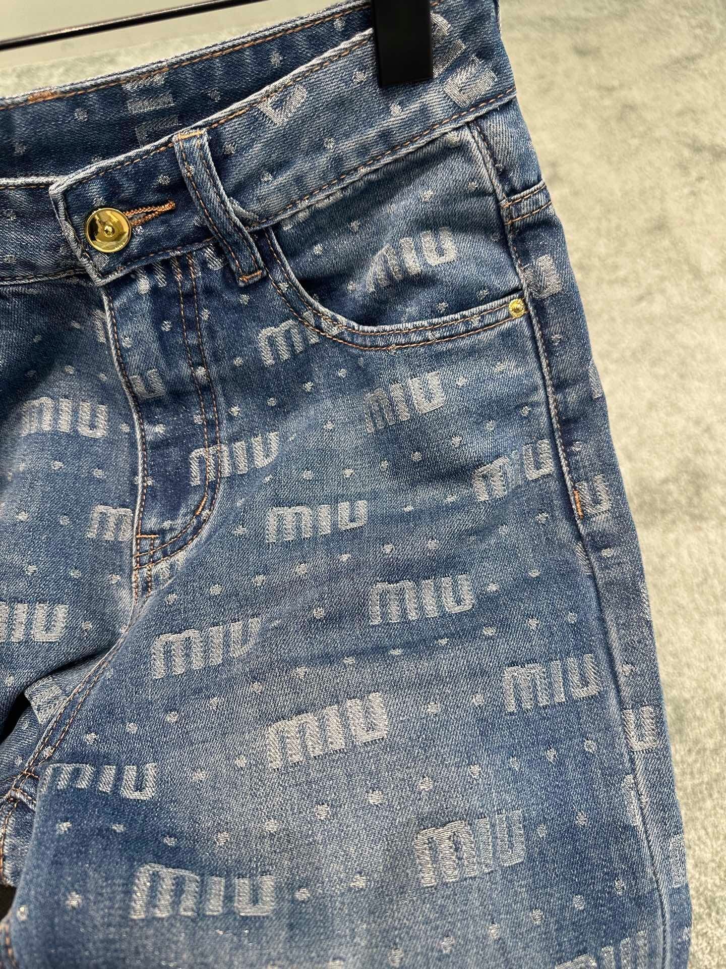 LOGO PRINT WIDE LEG DENIM JEANS