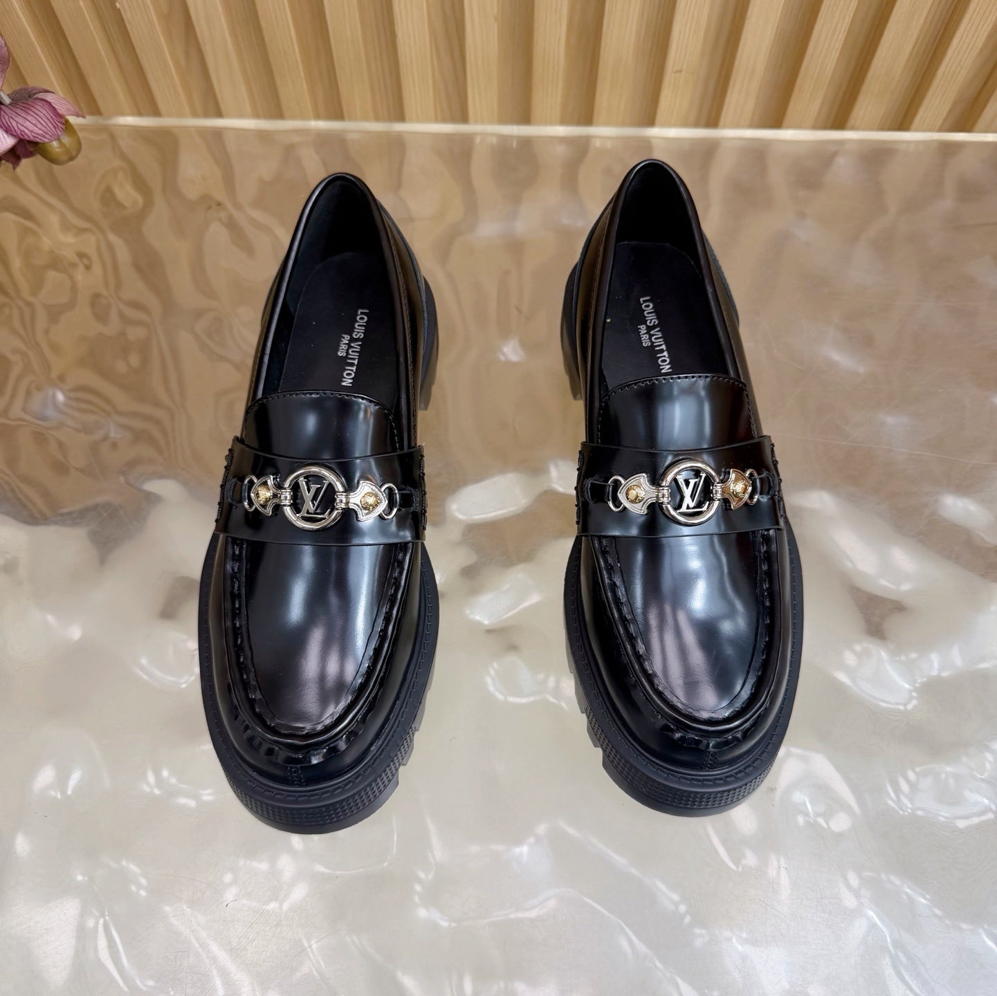 BLACK CHUNKY SOLE DESIGNER LOAFERS