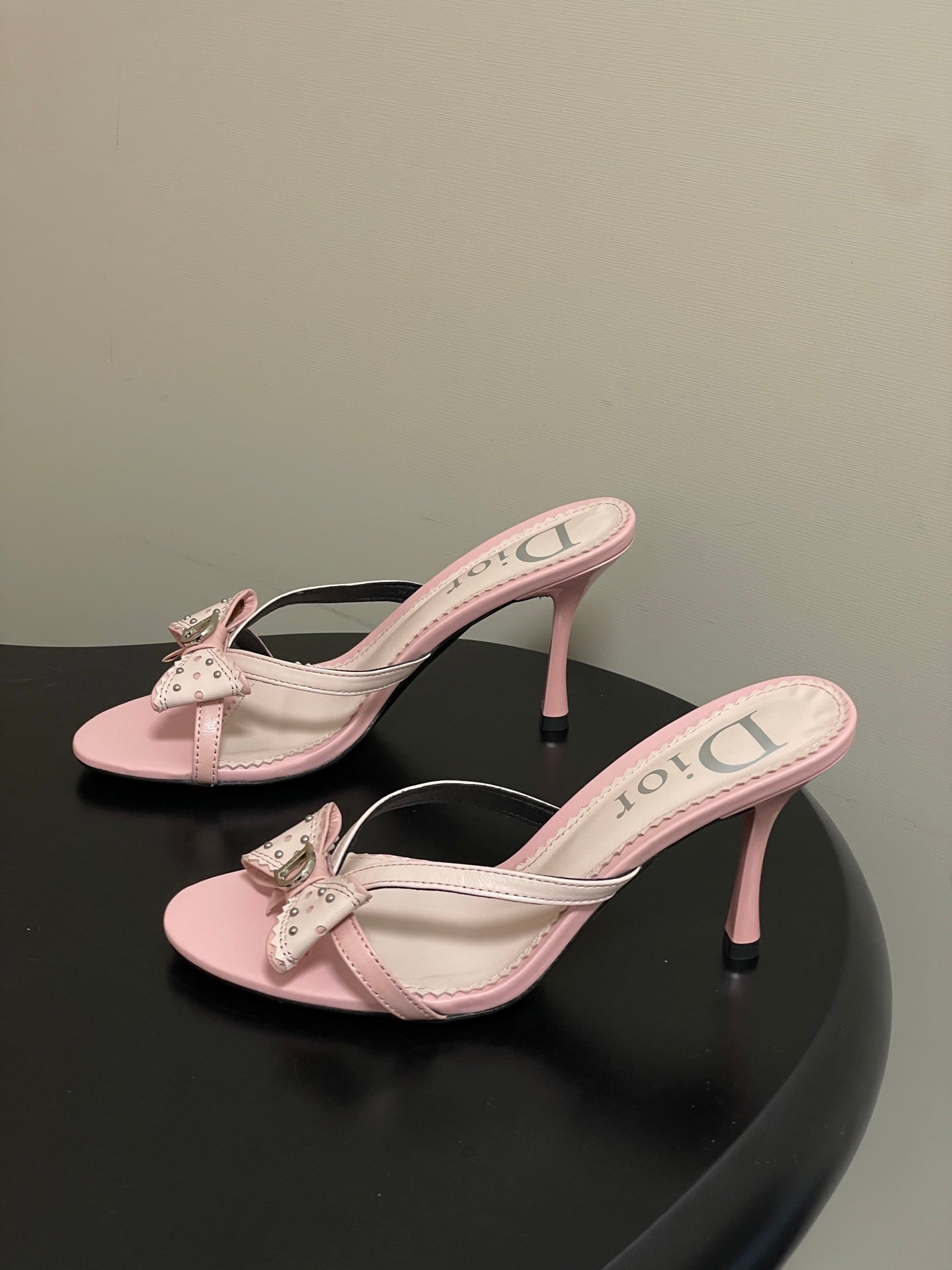 BLUSH PINK BOW DETAIL STRAP STILETTO SANDALS