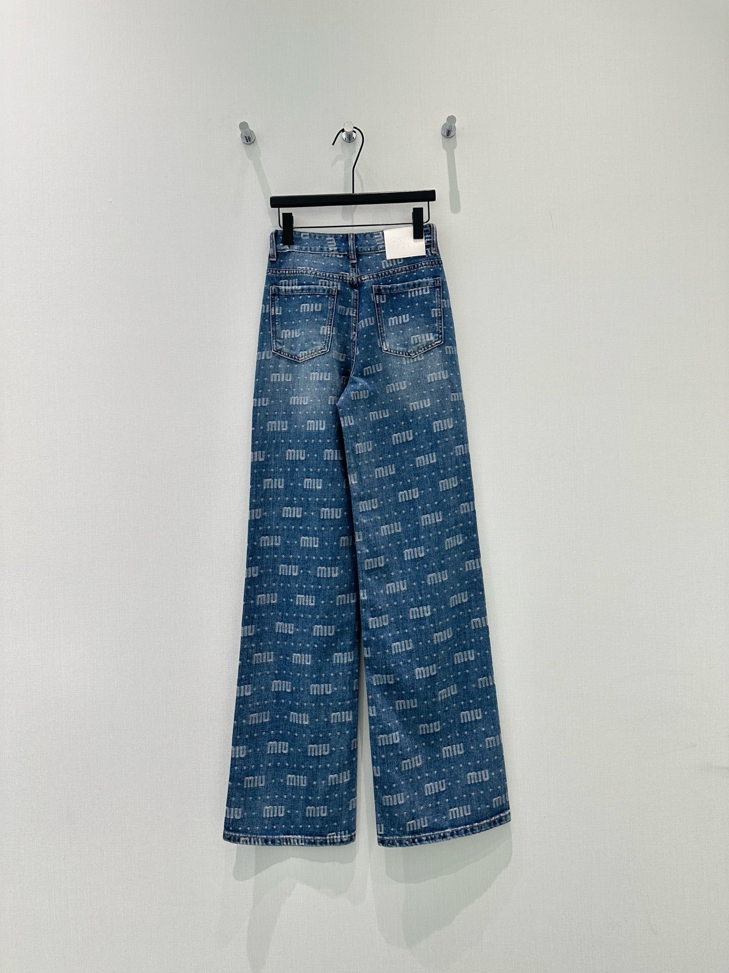 LOGO PRINT WIDE LEG DENIM JEANS