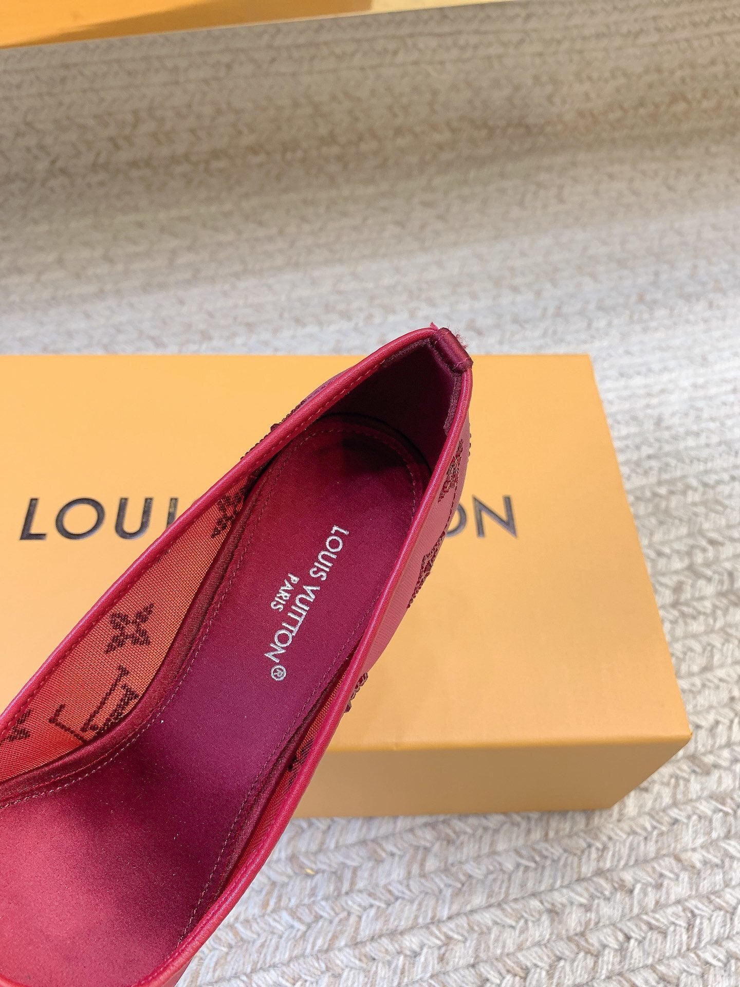 RED MONOGRAM EMBELLISHED POINTED HEELS